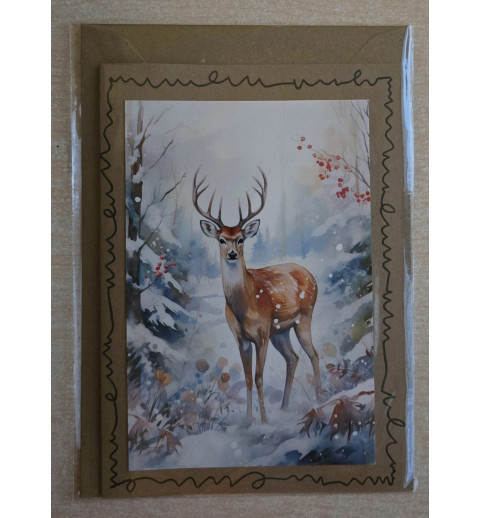 Karte Hirsch im Winterwald 4
