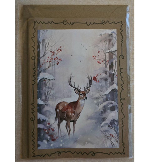 Karte Hirsch im Winterwald 5