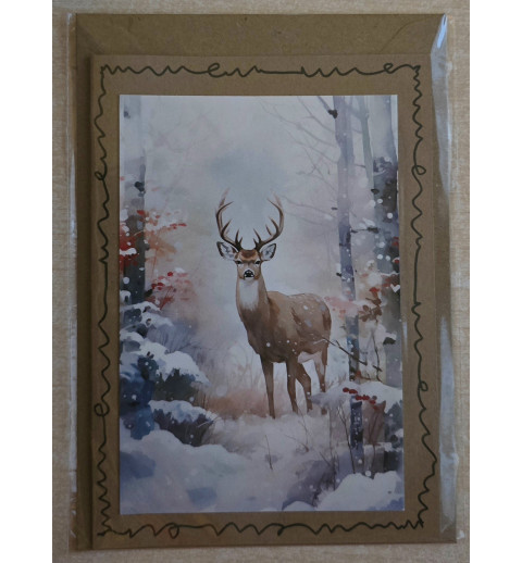 Karte Hirsch im Winterwald 6