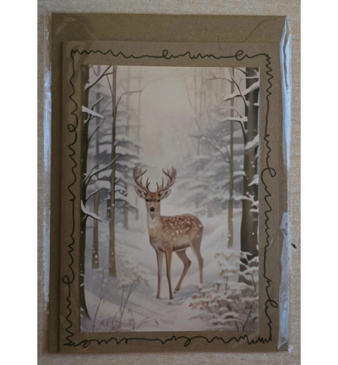 Karte Hirsch im Winterwald 7