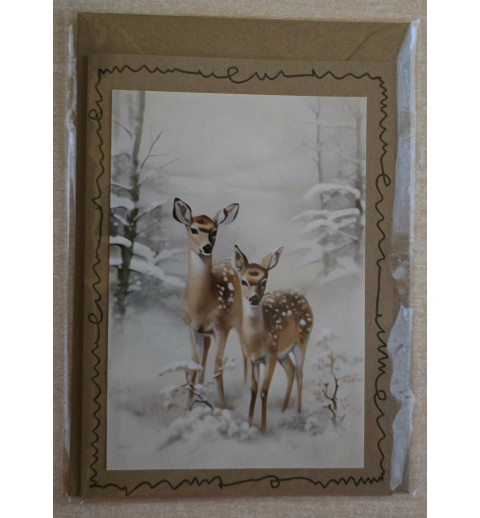 Karte Zwei Rehe im Winterwald 1