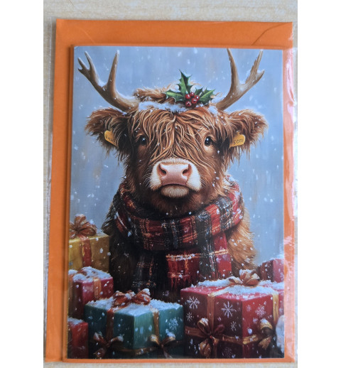 Karte Weihnachts Hochlandrind/Winterlandschaft 1