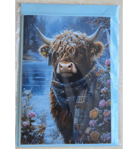 Karte Weihnachts Hochlandrind/Winterlandschaft 2