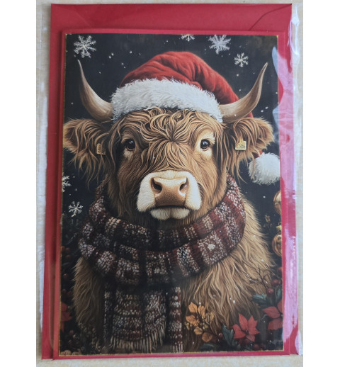 Karte Weihnachts Hochlandrind/Winterlandschaft 3