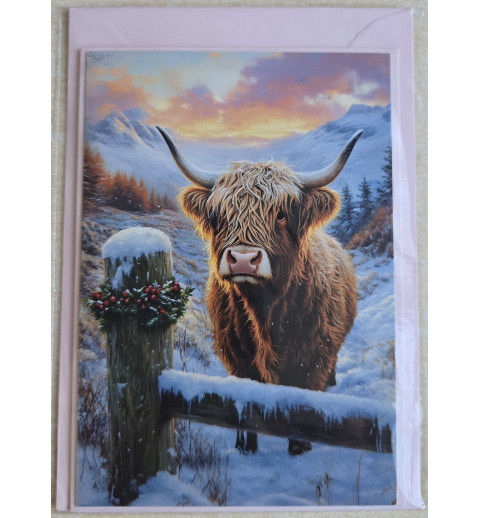 Karte Weihnachts Hochlandrind/Winterlandschaft 4
