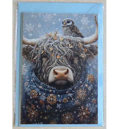 Karte Weihnachts Hochlandrind/Winterlandschaft 5
