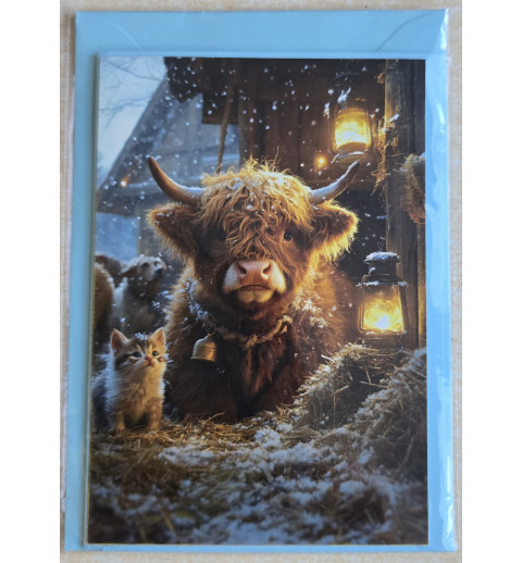 Karte Weihnachts Hochlandrind/Winterlandschaft 6
