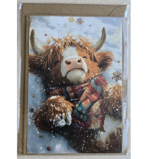 Karte Weihnachts Hochlandrind/Winterlandschaft 7
