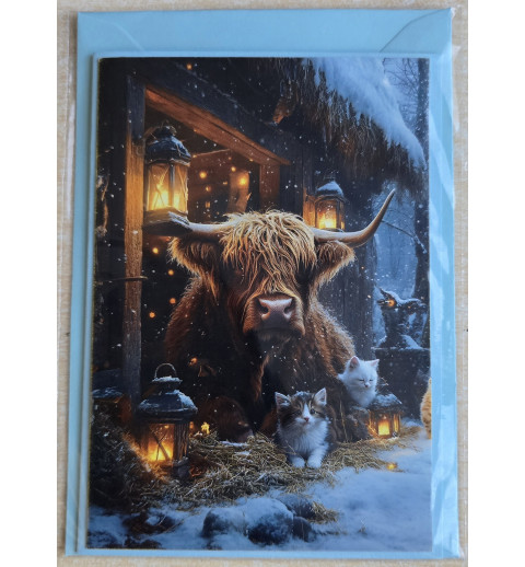 Karte Weihnachts Hochlandrind/Winterlandschaft 8