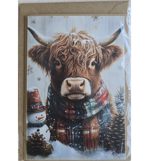 Karte Weihnachts Hochlandrind/Winterlandschaft 9