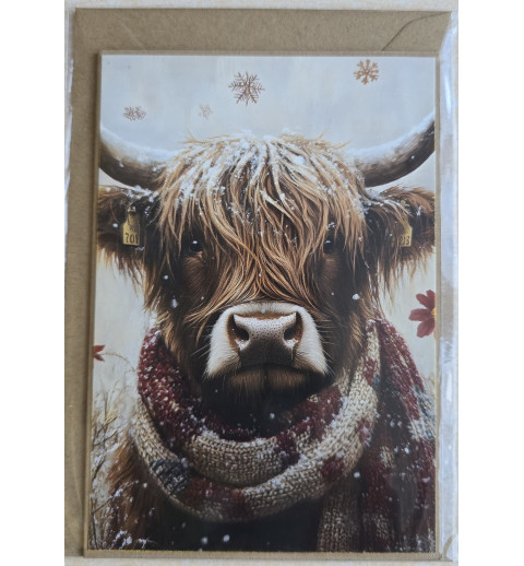 Karte Weihnachts Hochlandrind/Winterlandschaft 11