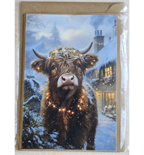 Karte Weihnachts Hochlandrind/Winterlandschaft 12