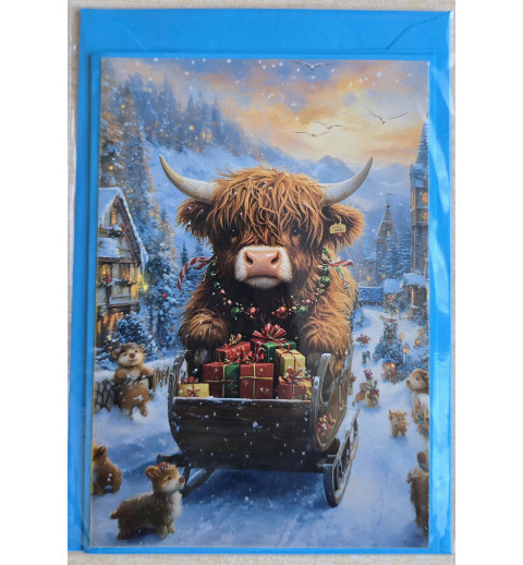 Karte Weihnachts Hochlandrind/Winterlandschaft 13