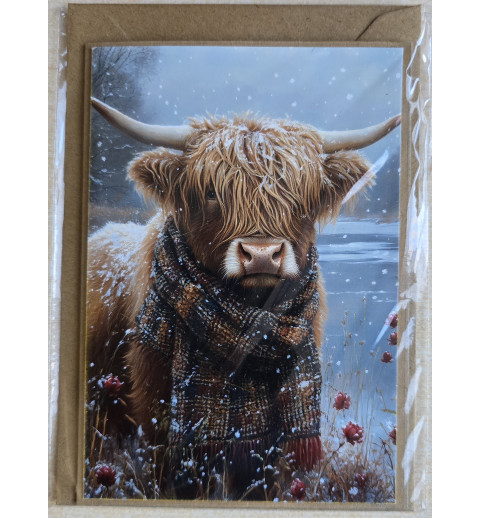 Karte Weihnachts Hochlandrind/Winterlandschaft 14