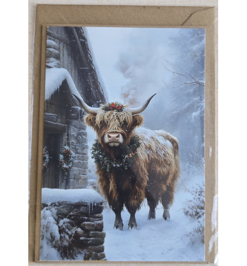 Karte Weihnachts Hochlandrind/Winterlandschaft 15