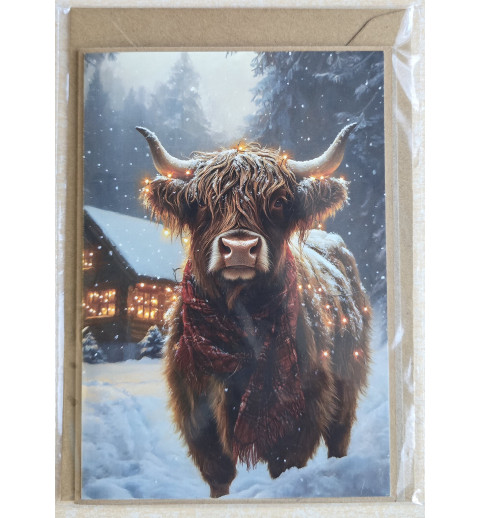 Karte Weihnachts Hochlandrind/Winterlandschaft 16