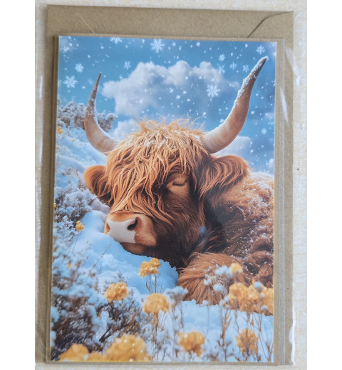 Karte Weihnachts Hochlandrind/Winterlandschaft 17