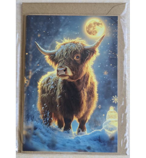 Karte Weihnachts Hochlandrind/Winterlandschaft 19