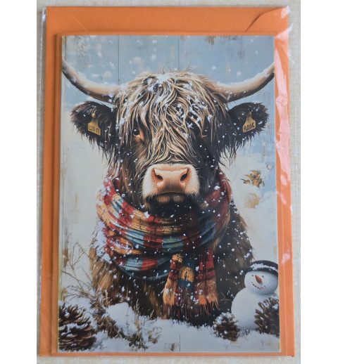 Karte Weihnachts Hochlandrind/Winterlandschaft 20