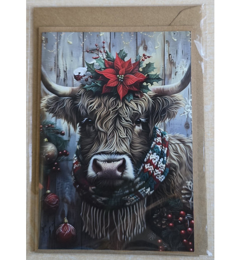 Karte Winter-Weihnachts Hochlandrind 25