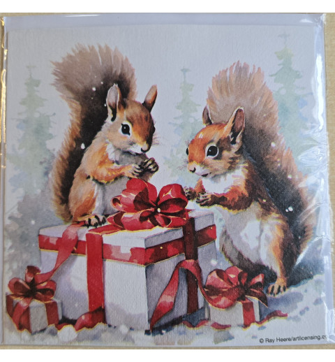 Karte Zwei Eichhörnchen/Geschenke