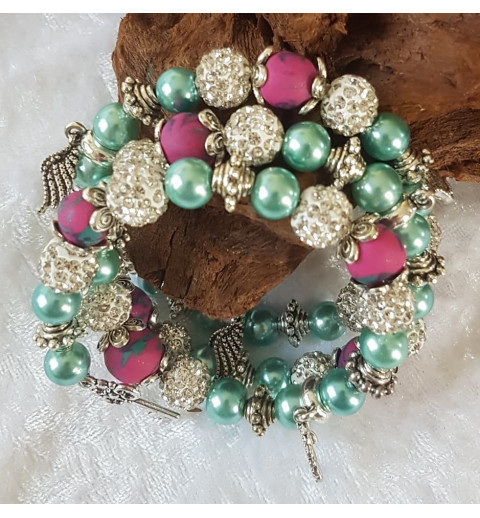 Wickelarmband mint/pink