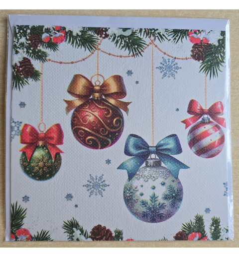 Karte Bunte Weihnachtskugeln