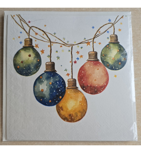 Karte Fünf Bunte Weihnachtskugeln