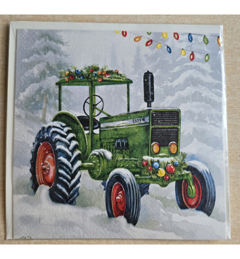 Karte Grüner Traktor/Lichterkette