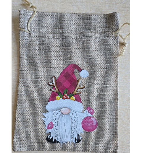 Geschenk Jute Beutel Wichtel pink 1