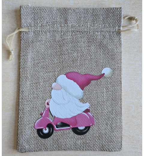 Geschenk Jute Beutel Wichtel pink 5