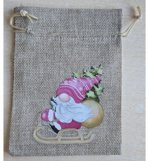 Geschenk Jute Beutel Wichtel pink 7