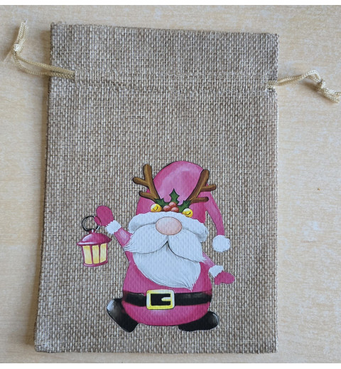 Geschenk Jute Beutel Wichtel pink 8