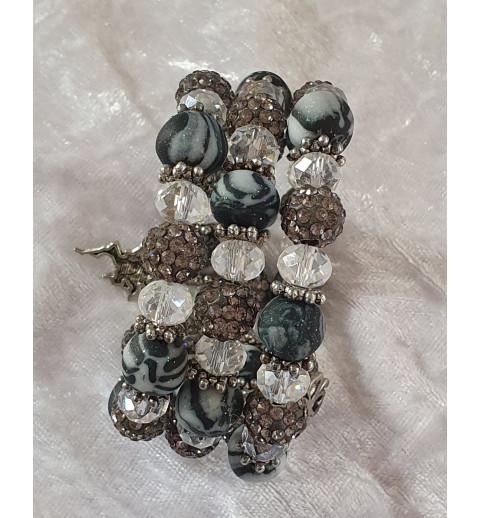 Wickelarmband grau/schwarz