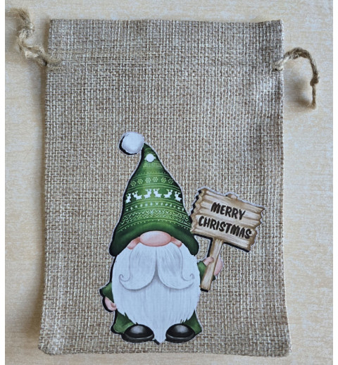 Geschenk Jute Beutel Wichtel grün 1