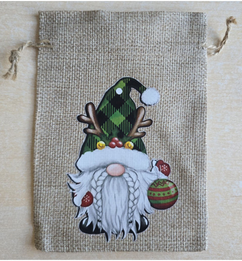 Geschenk Jute Beutel Wichtel grün 2