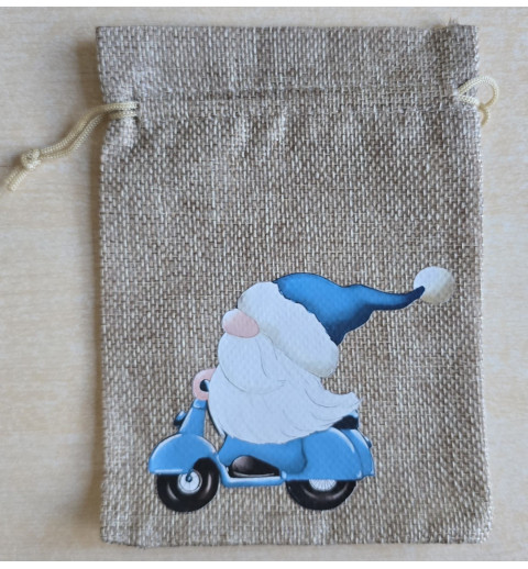 Geschenk Jute Beutel Wichtel türkis 1