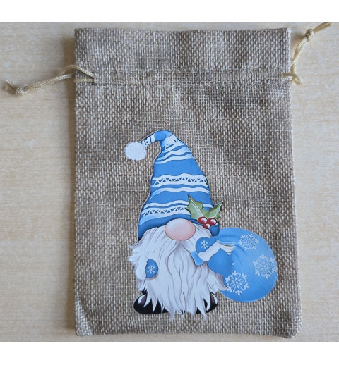 Geschenk Jute Beutel Wichtel türkis 2
