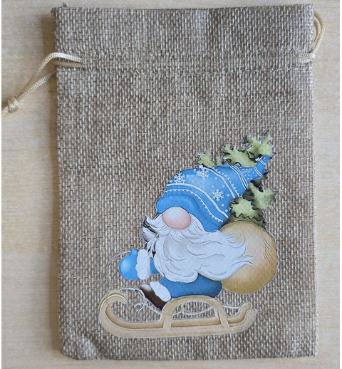 Geschenk Jute Beutel Wichtel türkis 3