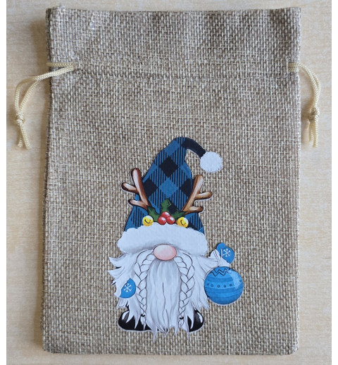 Geschenk Jute Beutel Wichtel türkis 4