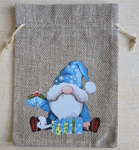 Geschenk Jute Beutel Wichtel türkis 5