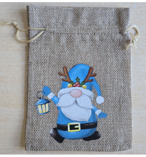 Geschenk Jute Beutel Wichtel türkis 6