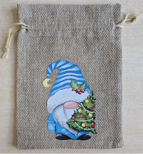 Geschenk Jute Beutel Wichtel türkis 7