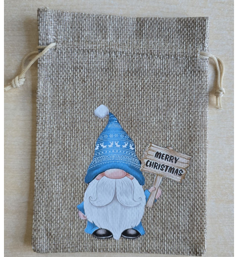 Geschenk Jute Beutel Wichtel türkis 10