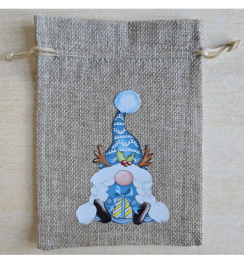 Geschenk Jute Beutel Wichtel türkis 11