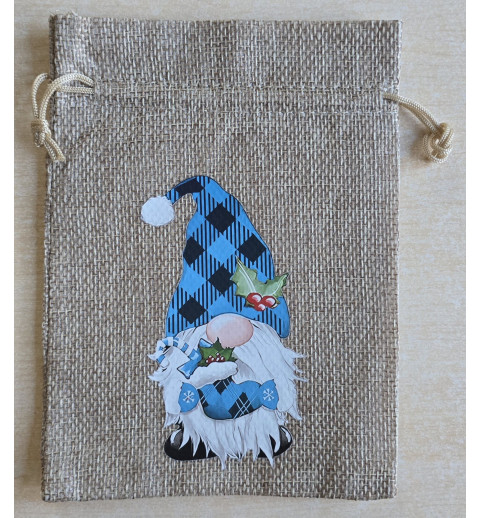 Geschenk Jute Beutel Wichtel türkis 12