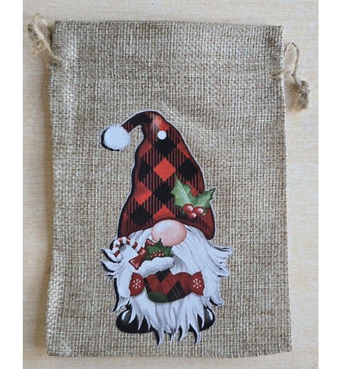 Geschenk Jute Beutel Wichtel rot 1