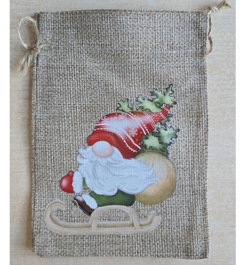 Geschenk Jute Beutel Wichtel rot 2