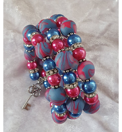 Wickelarmband pink/blau