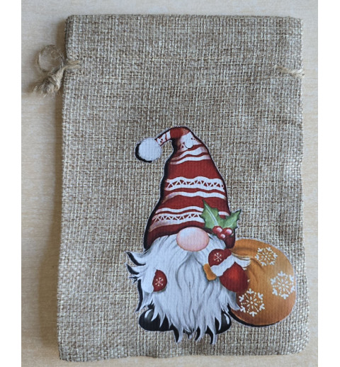 Geschenk Jute Beutel Wichtel rot 5